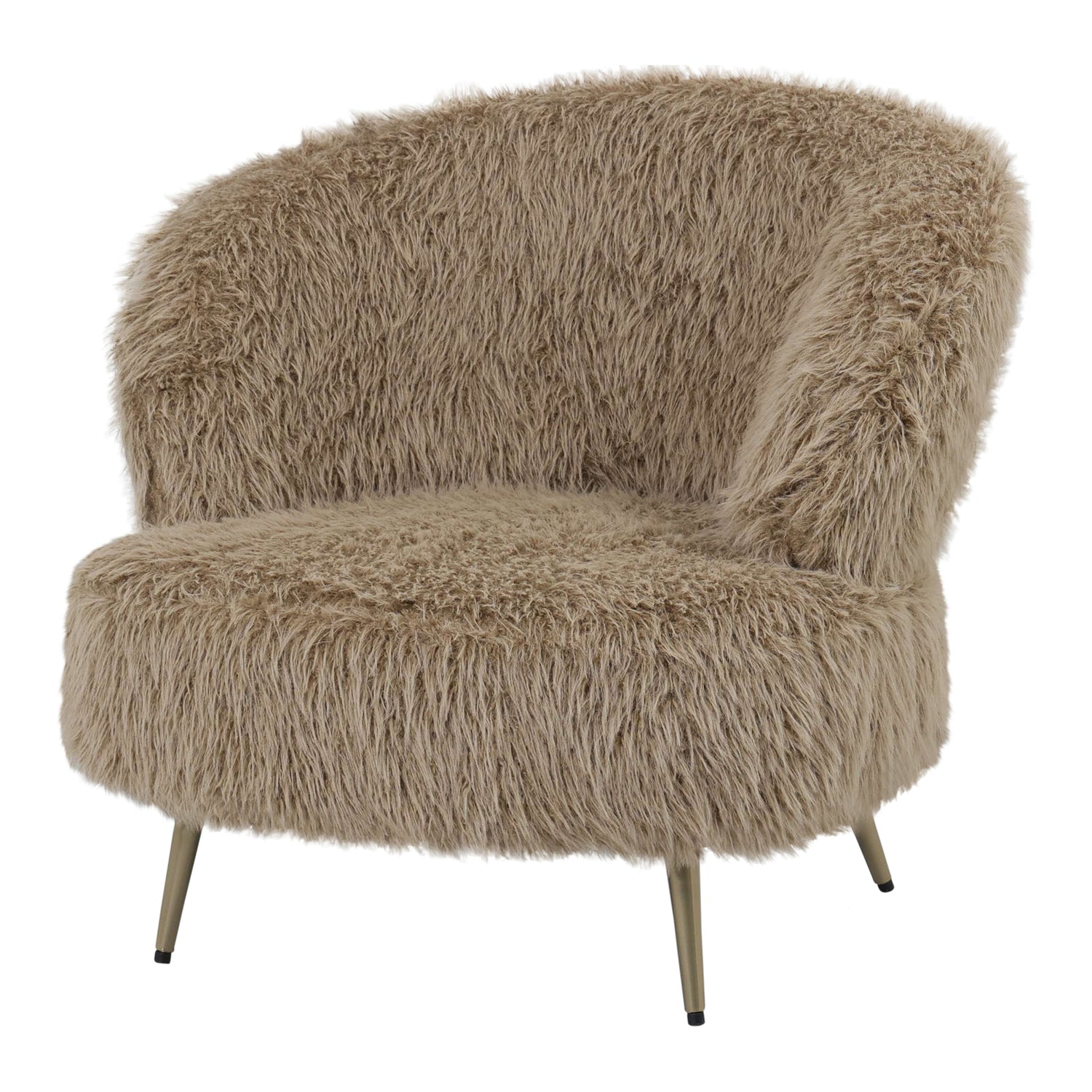 Detail van de langharige bruine bekleding van de Franklyn fauteuil van PTMD