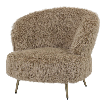 Detail van de langharige bruine bekleding van de Franklyn fauteuil van PTMD