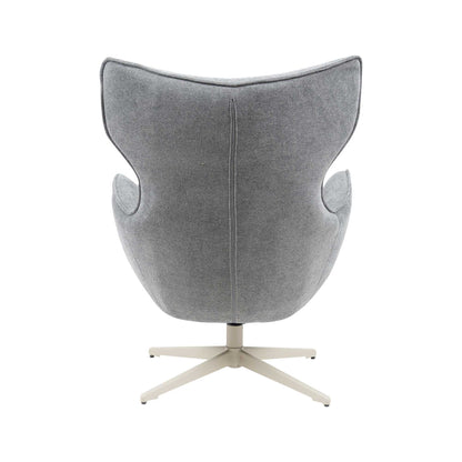 Fauteuil Julia van Starfurn met detail van de metalen draaivoet en de stof Storm 97