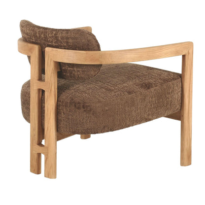 Detail gewafelde Luxor Hazelnoot stof fauteuil Kelly