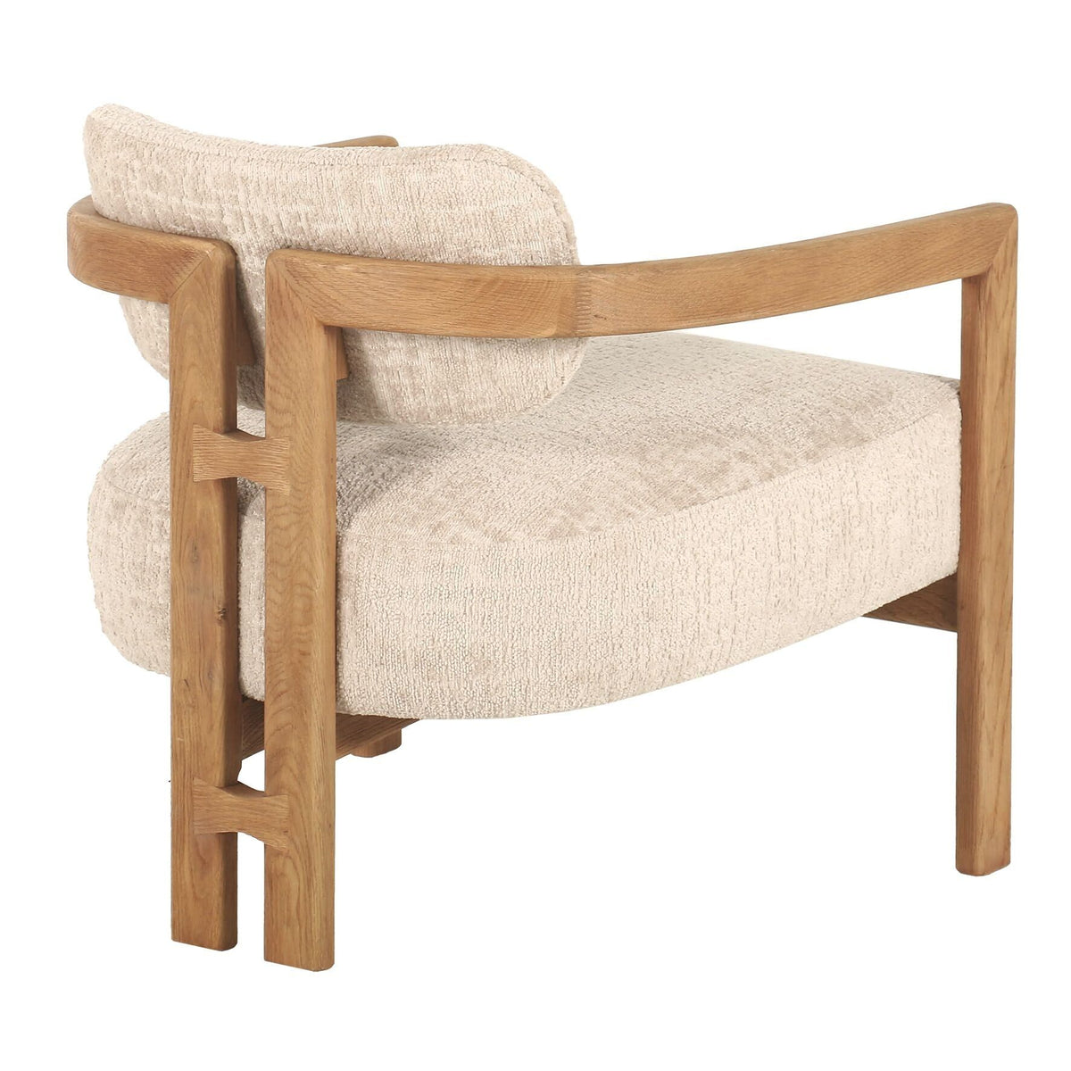 Naturel Kelly fauteuil met gewafelde Luxor stof vooraanzicht