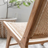 Lazy Loom fauteuil naturel zijaanzicht met teakhouten poten