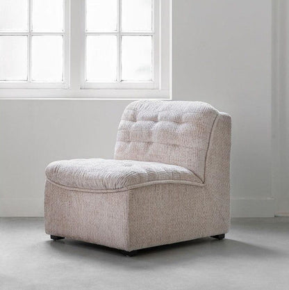 Fauteuil Liberty Glamour Naturel van MUST Living, vooraanzicht met brede zitting
