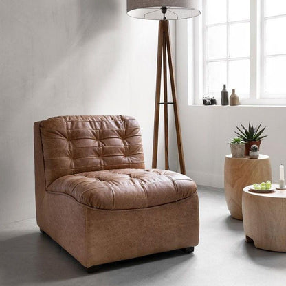 Fauteuil Liberty van MUST Living, kuipstoel in cognac buffelleer met zichtbare nerf