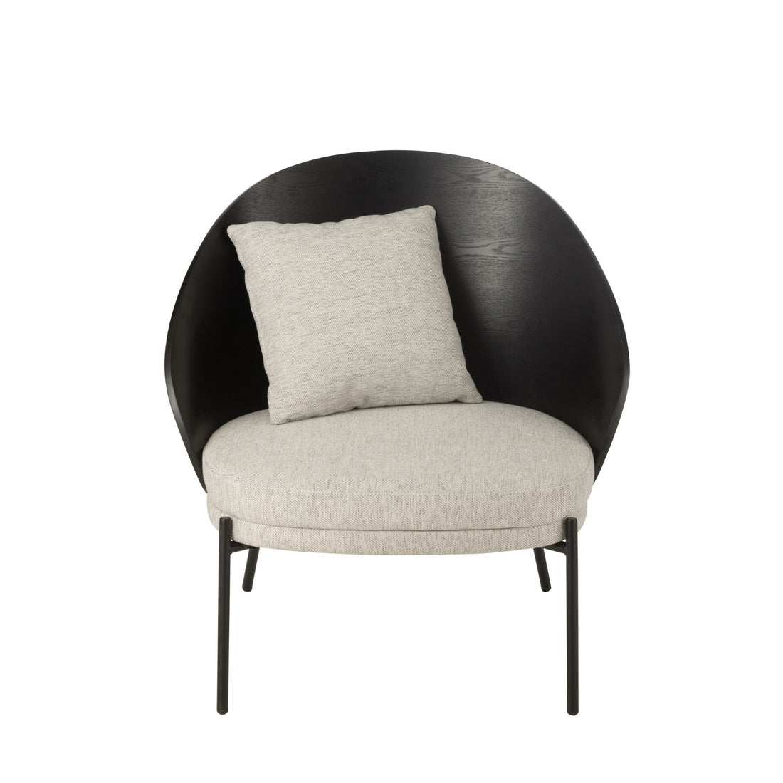 Lone fauteuil van J-Line met zwart metalen frame en grijze zitting