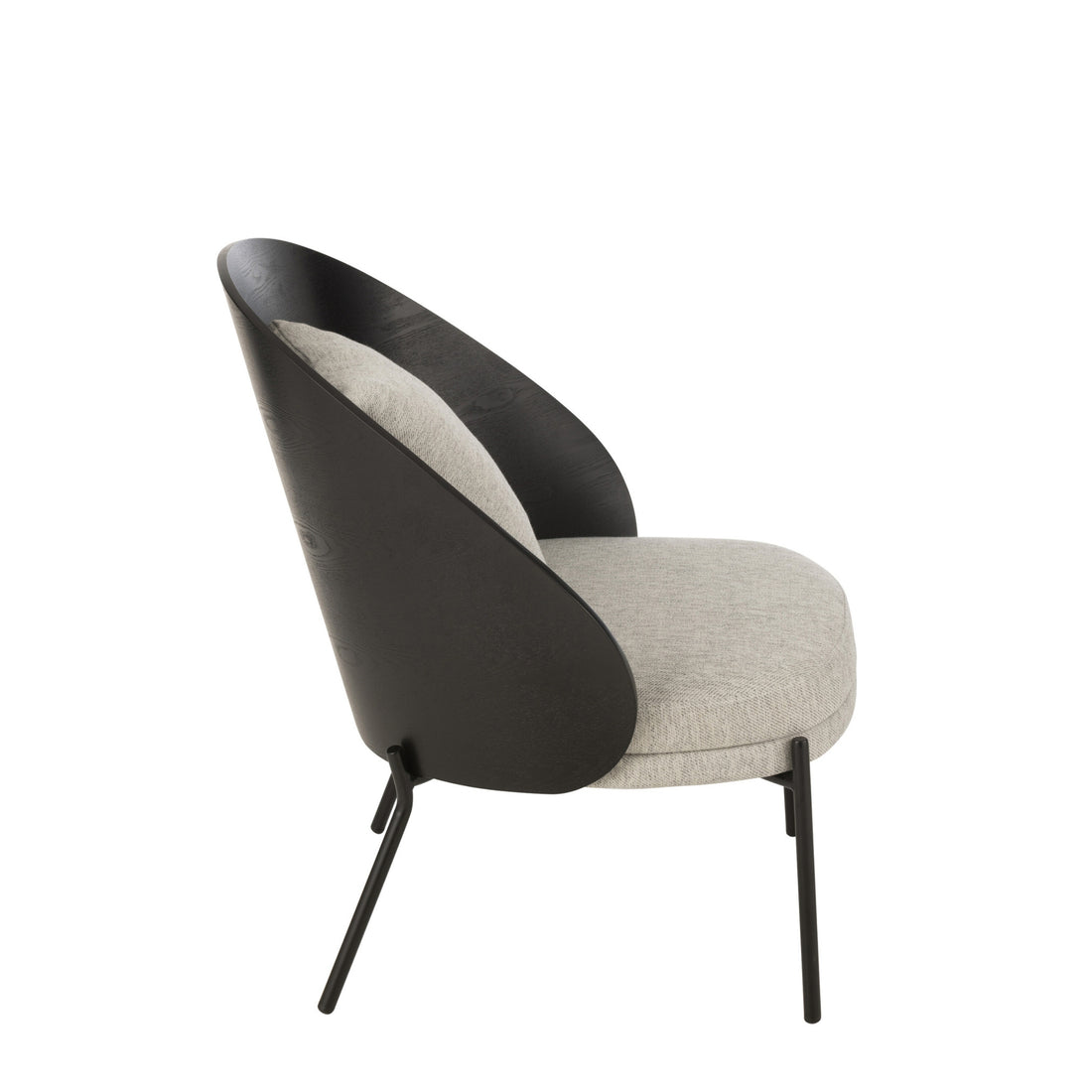 Fauteuil Lone van J-Line, zijaanzicht met houten schaal