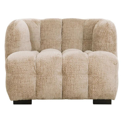 Detail wafelstructuur Glamour stof fauteuil Mars zand