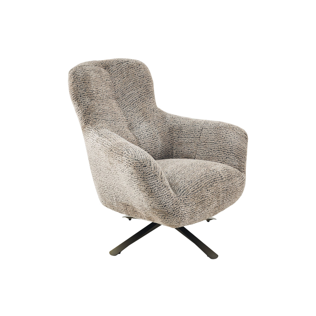 Fauteuil Nena Bruin van Starfurn, draaibare fauteuil in bruine gemêleerde stof