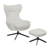 Fauteuil Olivia van Starfurn van achteren gezien, met de ronde rug in off white bekleding