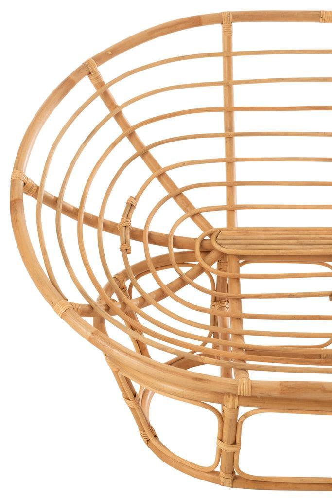 Fauteuil Roni Met Kussen Rotan Naturel/Wit - Fauteuil - J-Line - livinglovely.nl