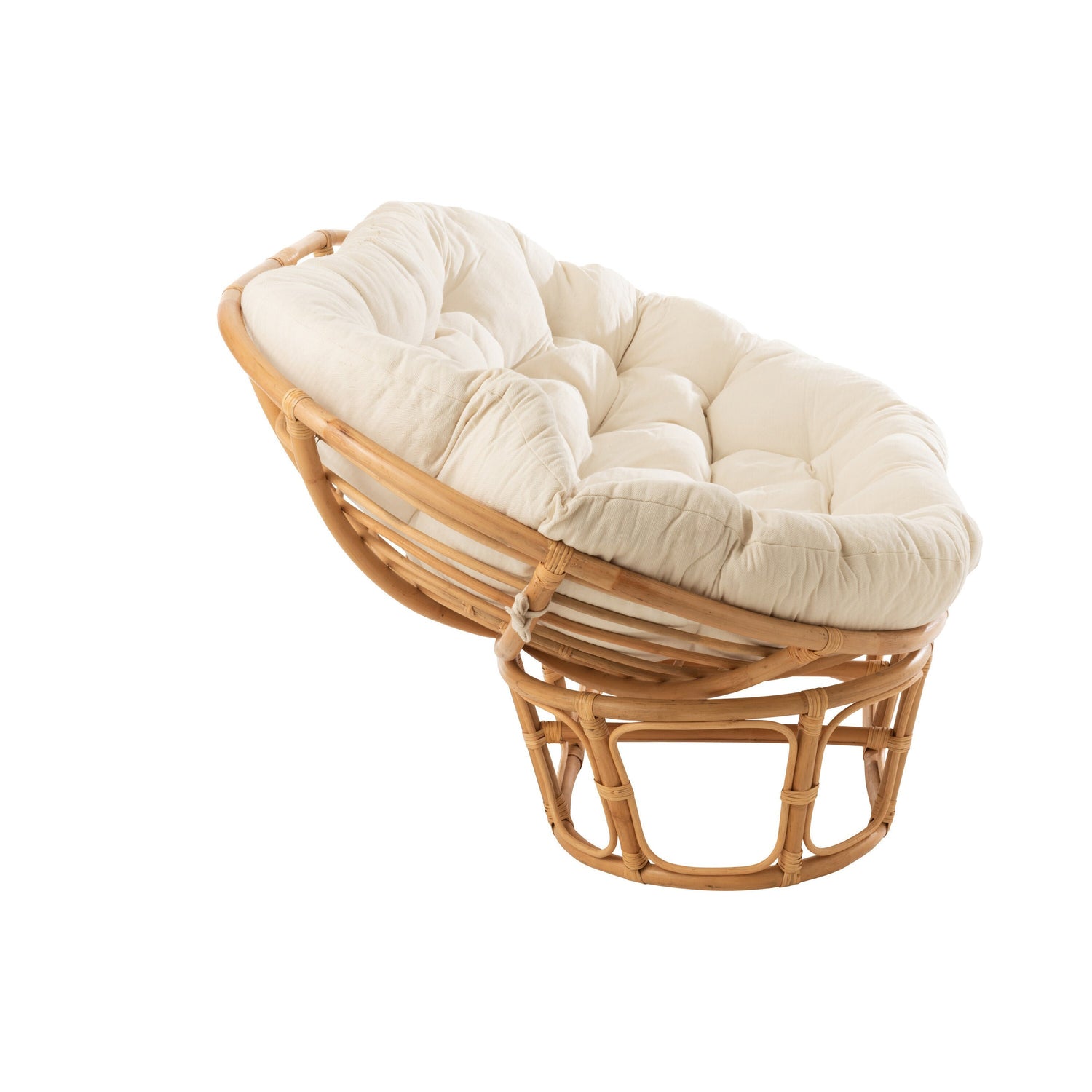 Fauteuil Roni Met Kussen Rotan Naturel/Wit - Fauteuil - J-Line - livinglovely.nl