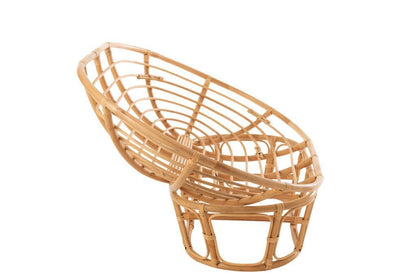 Fauteuil Roni Met Kussen Rotan Naturel/Wit - Fauteuil - J-Line - livinglovely.nl