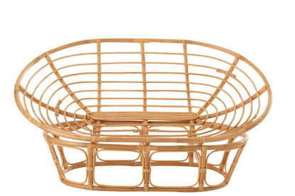 Fauteuil Roni Met Kussen Rotan Naturel/Wit - Fauteuil - J-Line - livinglovely.nl