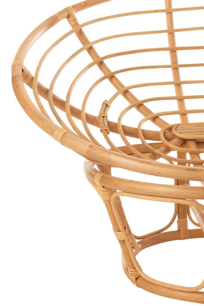 Fauteuil Roni Met Kussen Rotan Naturel/Wit - Fauteuil - J-Line - livinglovely.nl