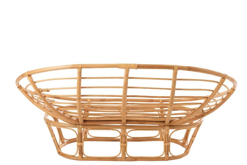 Fauteuil Roni Met Kussen Rotan Naturel/Wit - Fauteuil - J-Line - livinglovely.nl