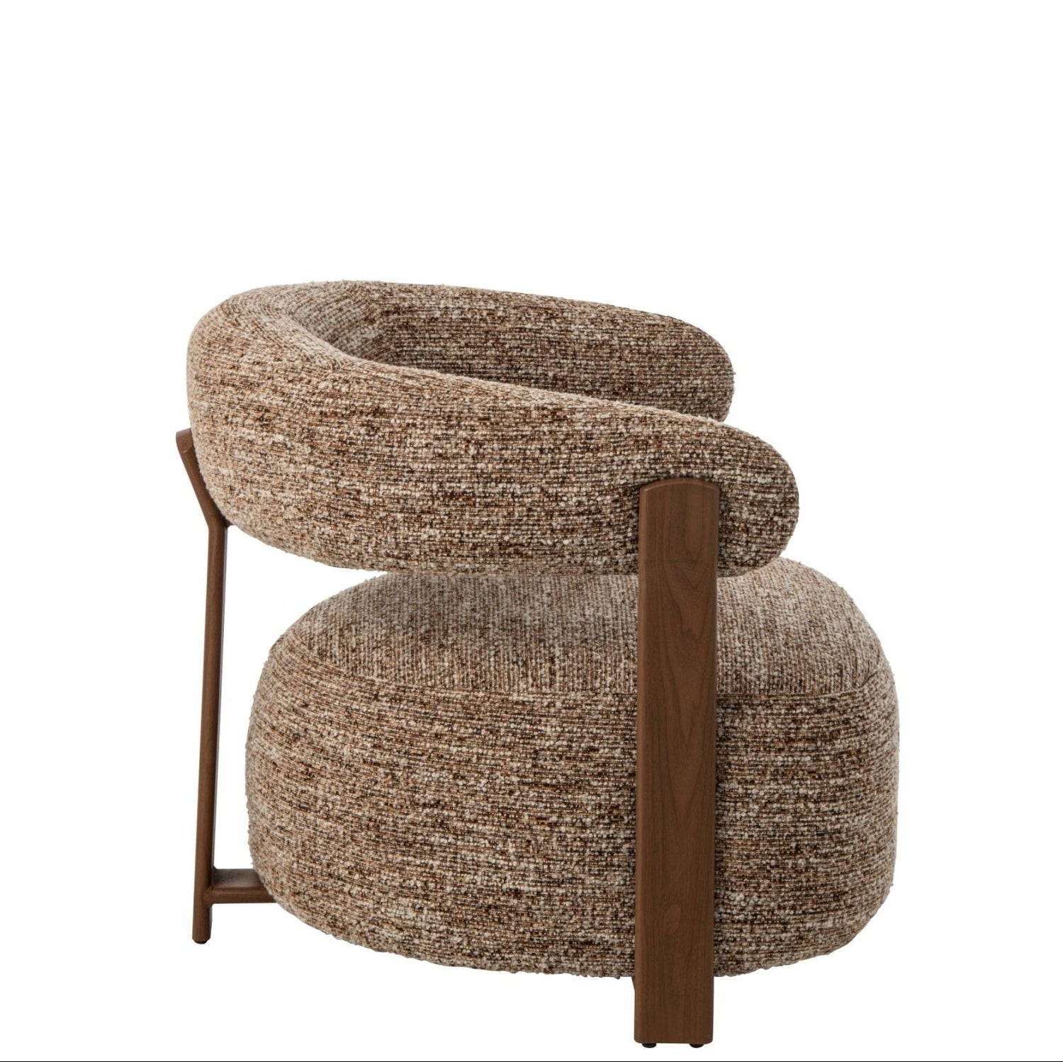 Fauteuil Schuim Bruin van J-Line, bruine loungefauteuil van schuim en stof