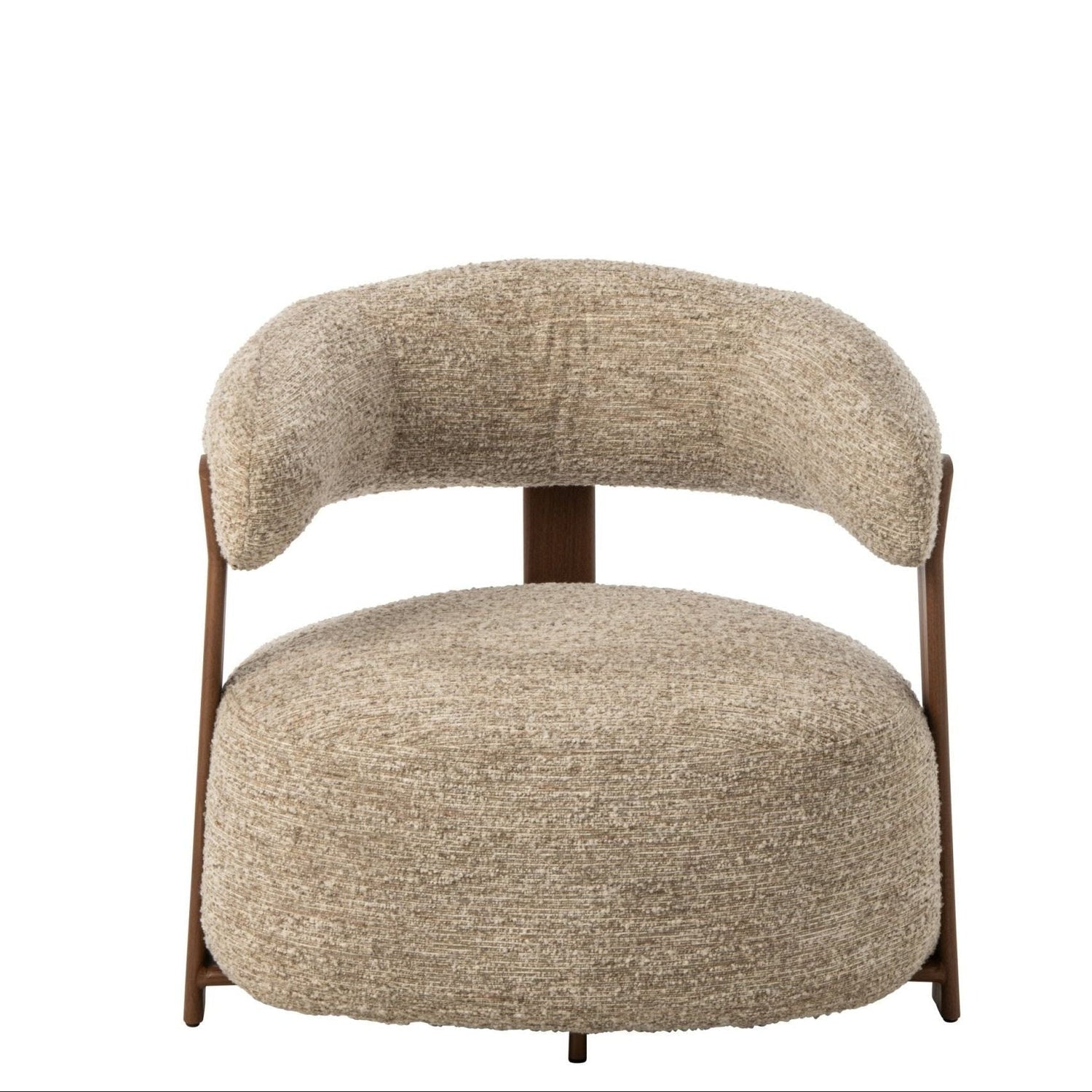 Fauteuil Schuim Ecru van J-Line, ruime fauteuil met dikke schuimen kussens in ecru stof