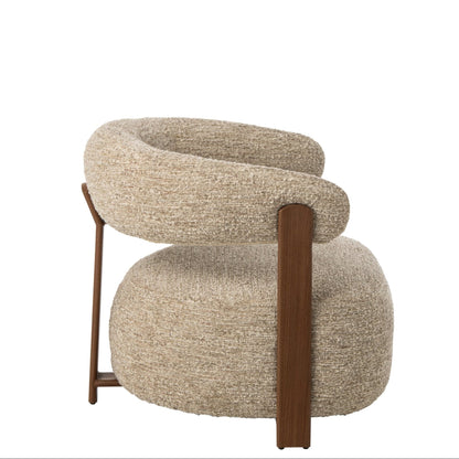 Fauteuil Schuim Ecru van J-Line, ecru fauteuil met brede armleuningen