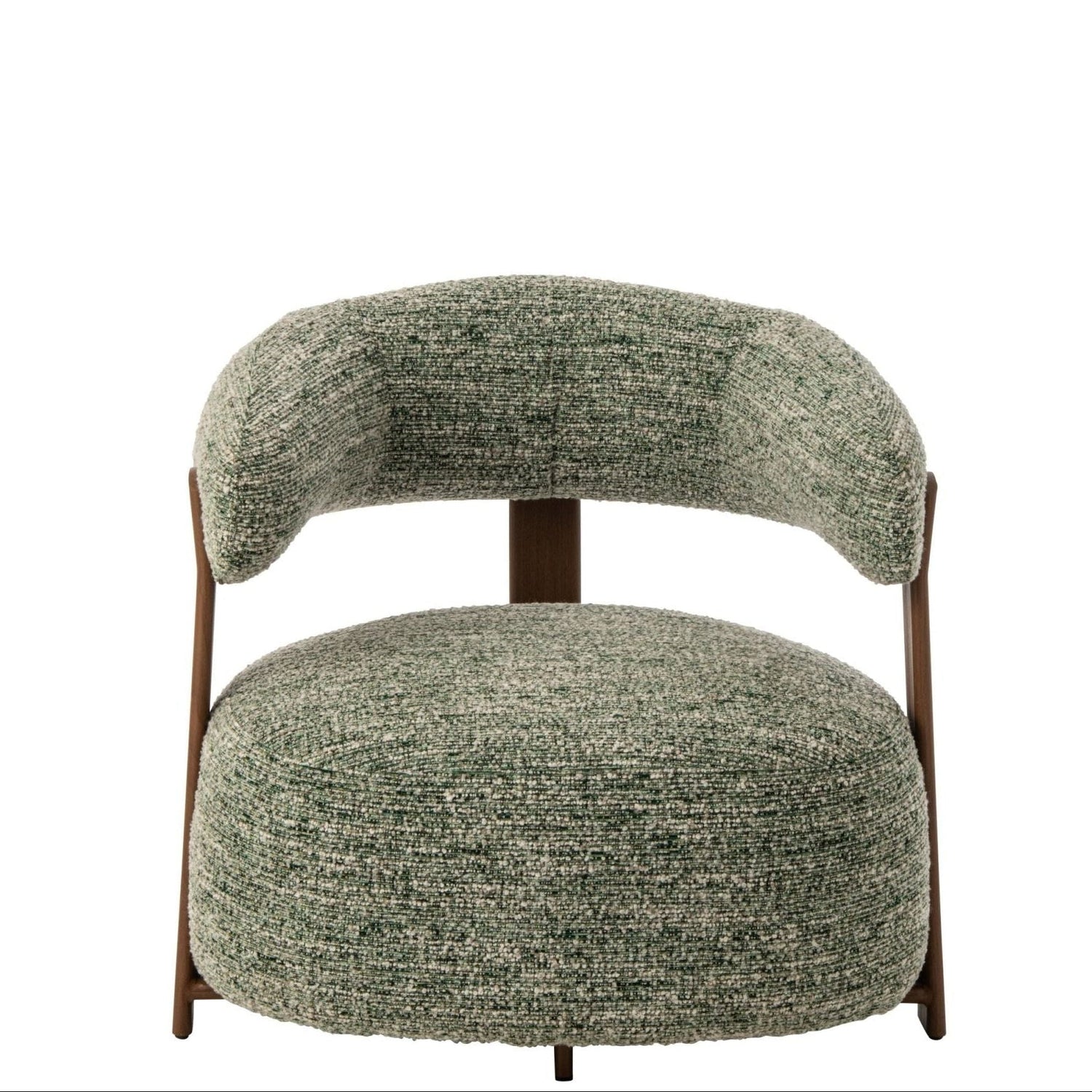 Fauteuil Schuim Olijfgroen van J-Line, ruime fauteuil met dikke schuimen kussens in olijfgroene stof