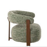 Fauteuil Schuim Olijfgroen van J-Line, olijfgroene stoffen fauteuil met diepe zit