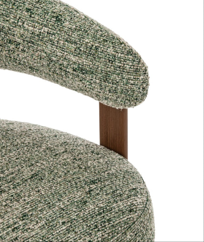 Fauteuil Schuim Olijfgroen van J-Line, zesde weergave van de olijfgroene stoffen fauteuil