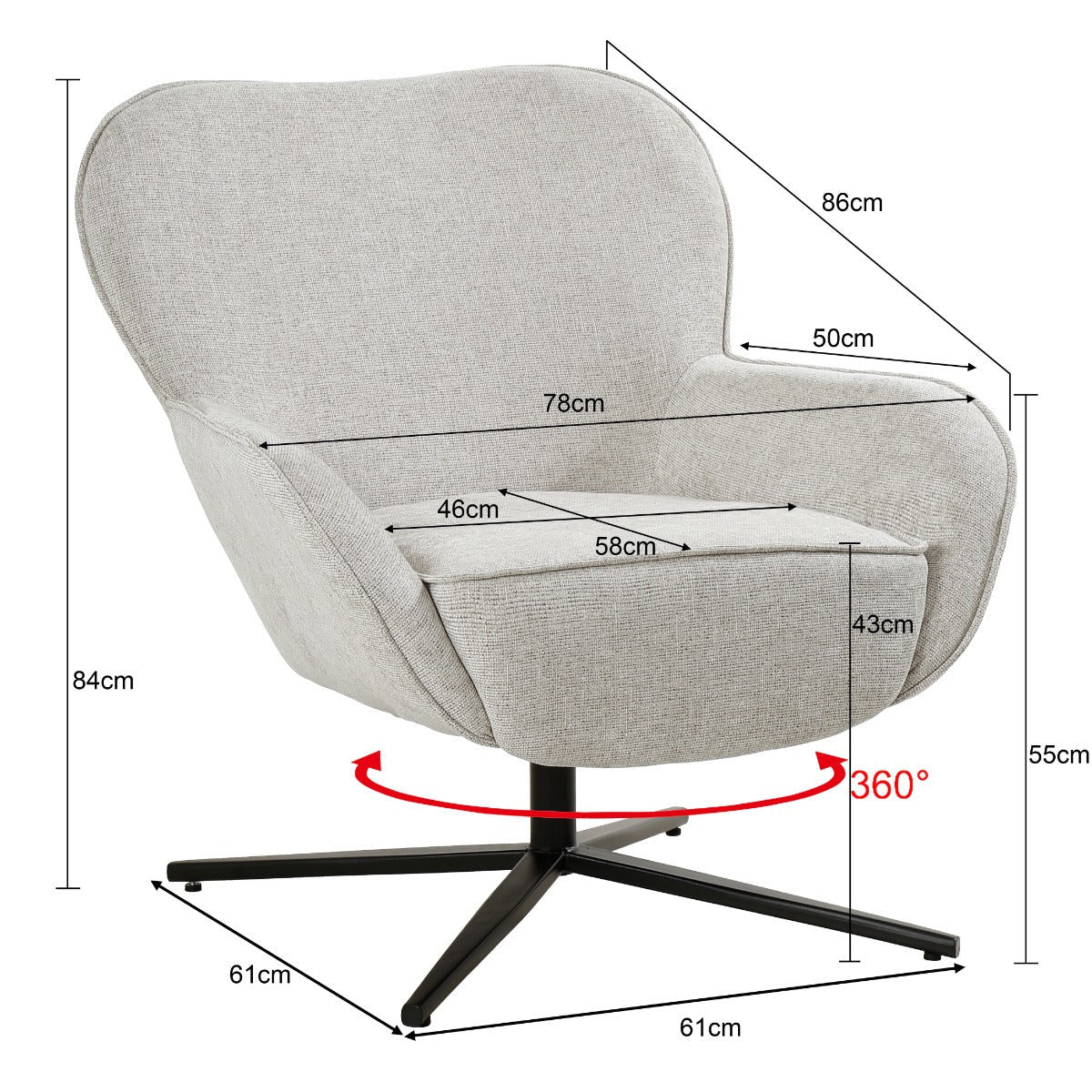 Sven fauteuil in toffee, zijaanzicht