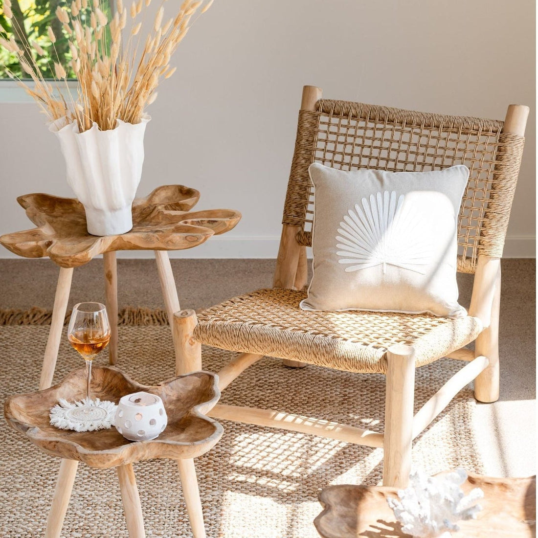 Fauteuil Vita Teakhout/Kunststof Naturel J-Line