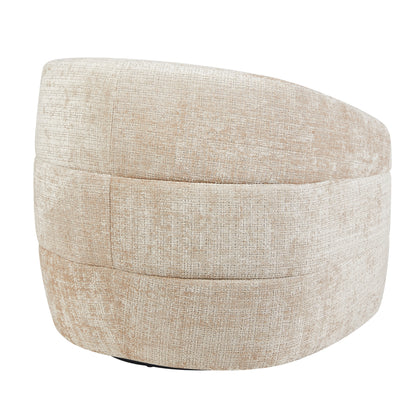 Detail van de zachte beige stoffering van de Fauteuil Yara van Starfurn
