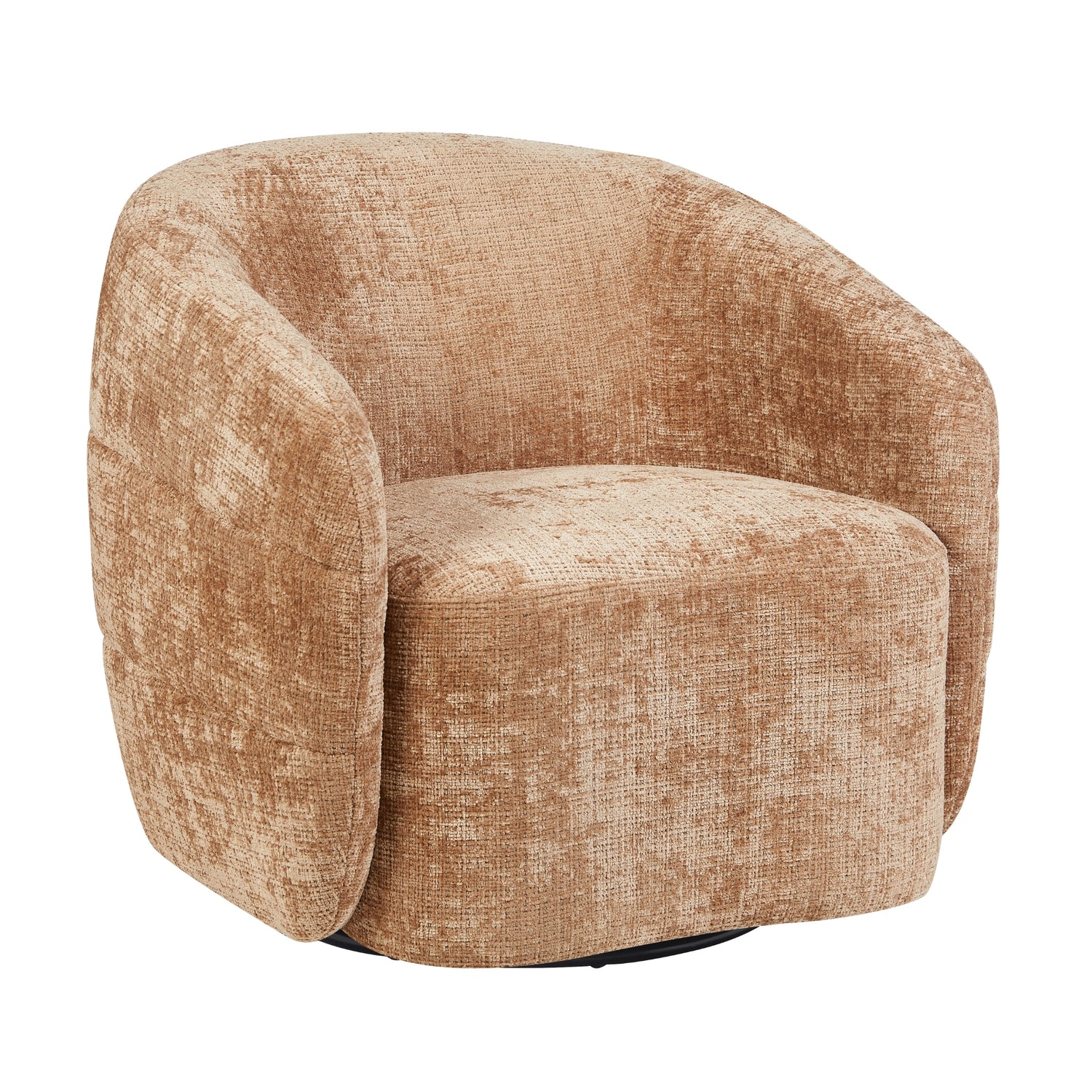 Fauteuil Yara van Starfurn in cinnamon, draaibare fauteuil met zachte afgeronde rug en armleuningen