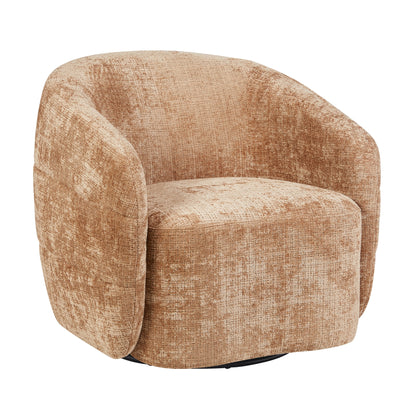 Fauteuil Yara van Starfurn in cinnamon, draaibare fauteuil met zachte afgeronde rug en armleuningen