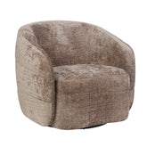 Fauteuil Yara Clay van Starfurn schuin van voren met zicht op het draaibare onderstel