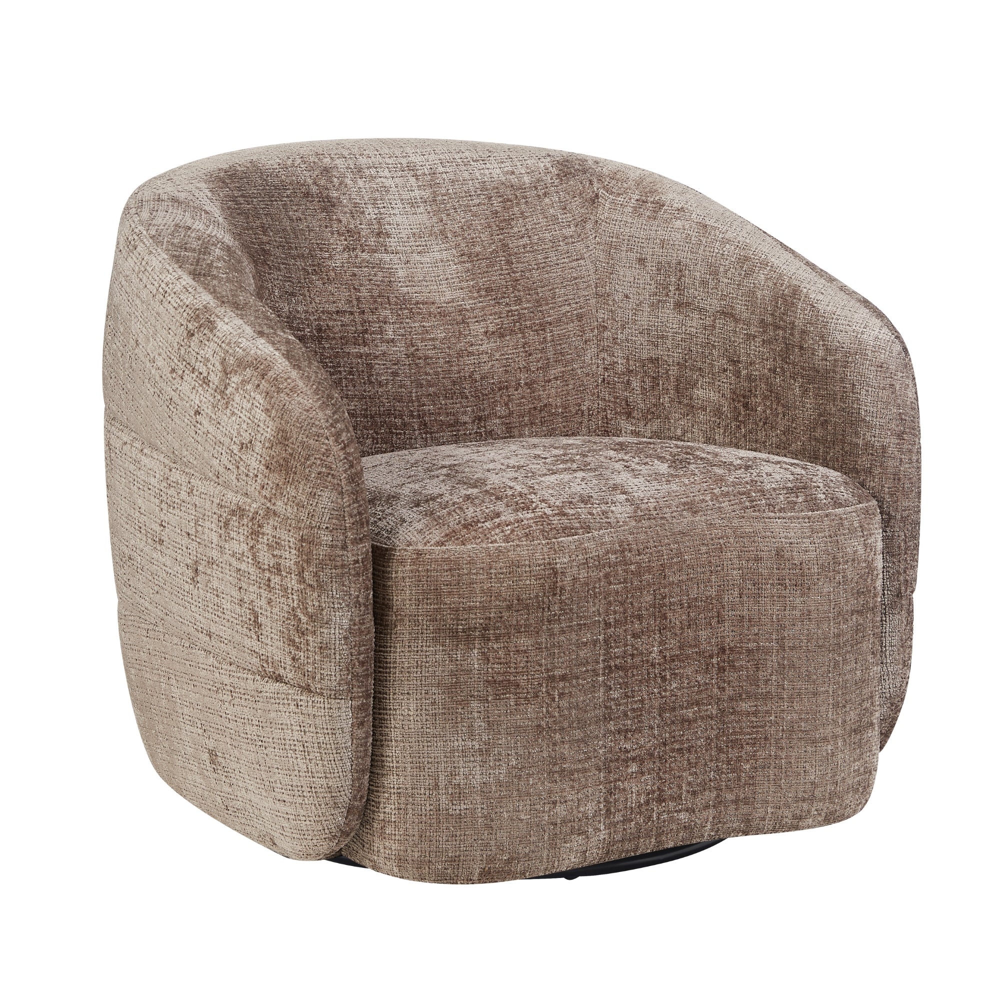 Fauteuil Yara Clay van Starfurn schuin van voren met zicht op het draaibare onderstel