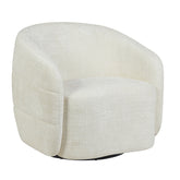 Fauteuil Yara Off White van Starfurn schuin van voren met zicht op het draaibare onderstel