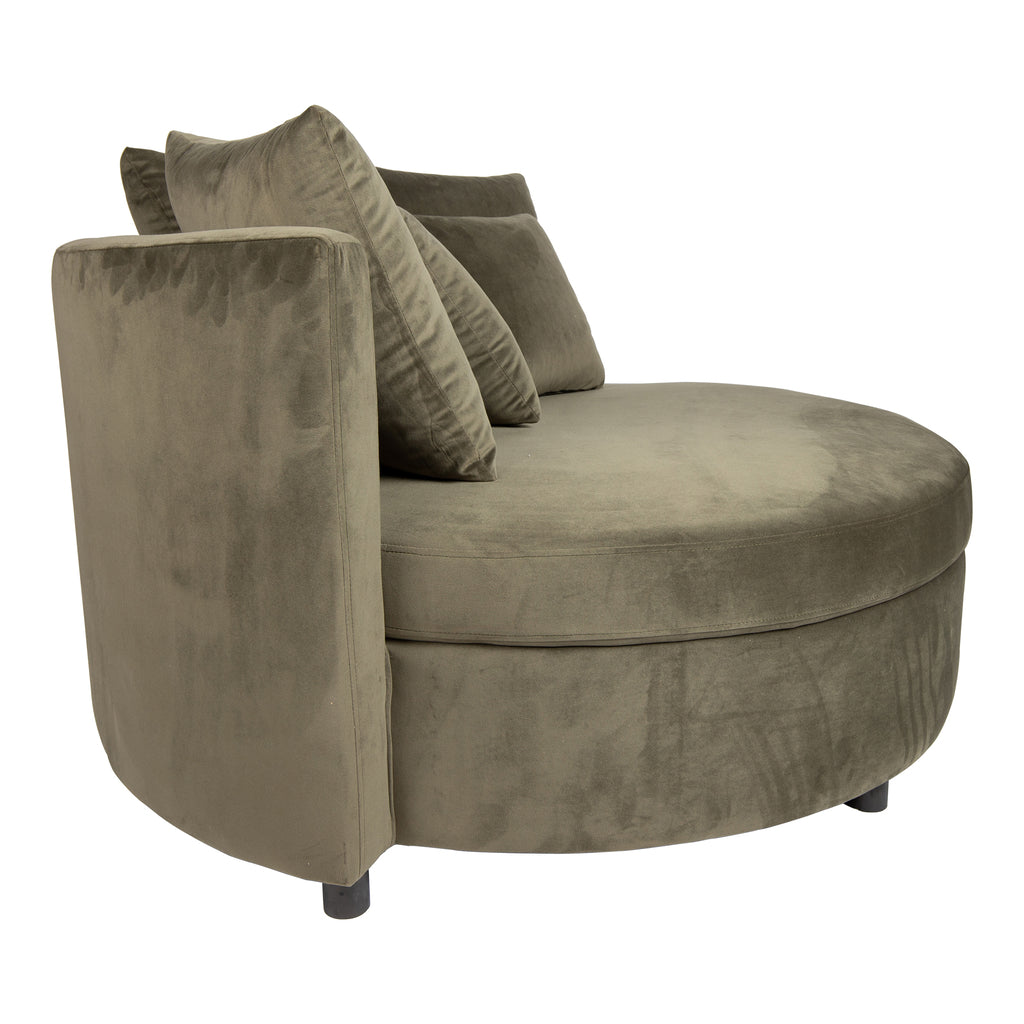 Fayen Fauteuil - Ø121x68cm - Velvet - Groen PTMD - Fauteuil - PTMD - livinglovely.nl