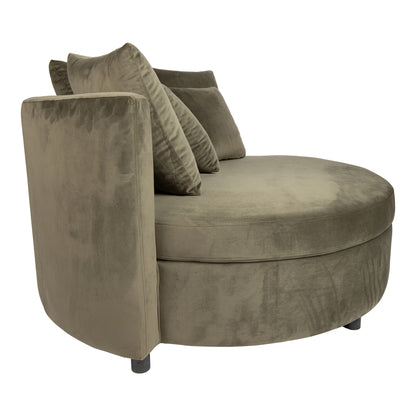 Fayen Fauteuil - Ø121x68cm - Velvet - Groen PTMD - Fauteuil - PTMD - livinglovely.nl