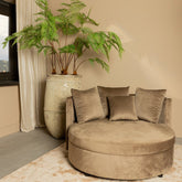 Fayen Fauteuil - Ø121x68cm - Velvet - Zand PTMD - Fauteuil - PTMD - livinglovely.nl