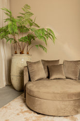 Fayen Fauteuil - Ø121x68cm - Velvet - Zand PTMD - Fauteuil - PTMD - livinglovely.nl