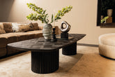 Fieron Black Wooden Coffee Table Double Round Base PTMD - Salontafel - PTMD - livinglovely.nl