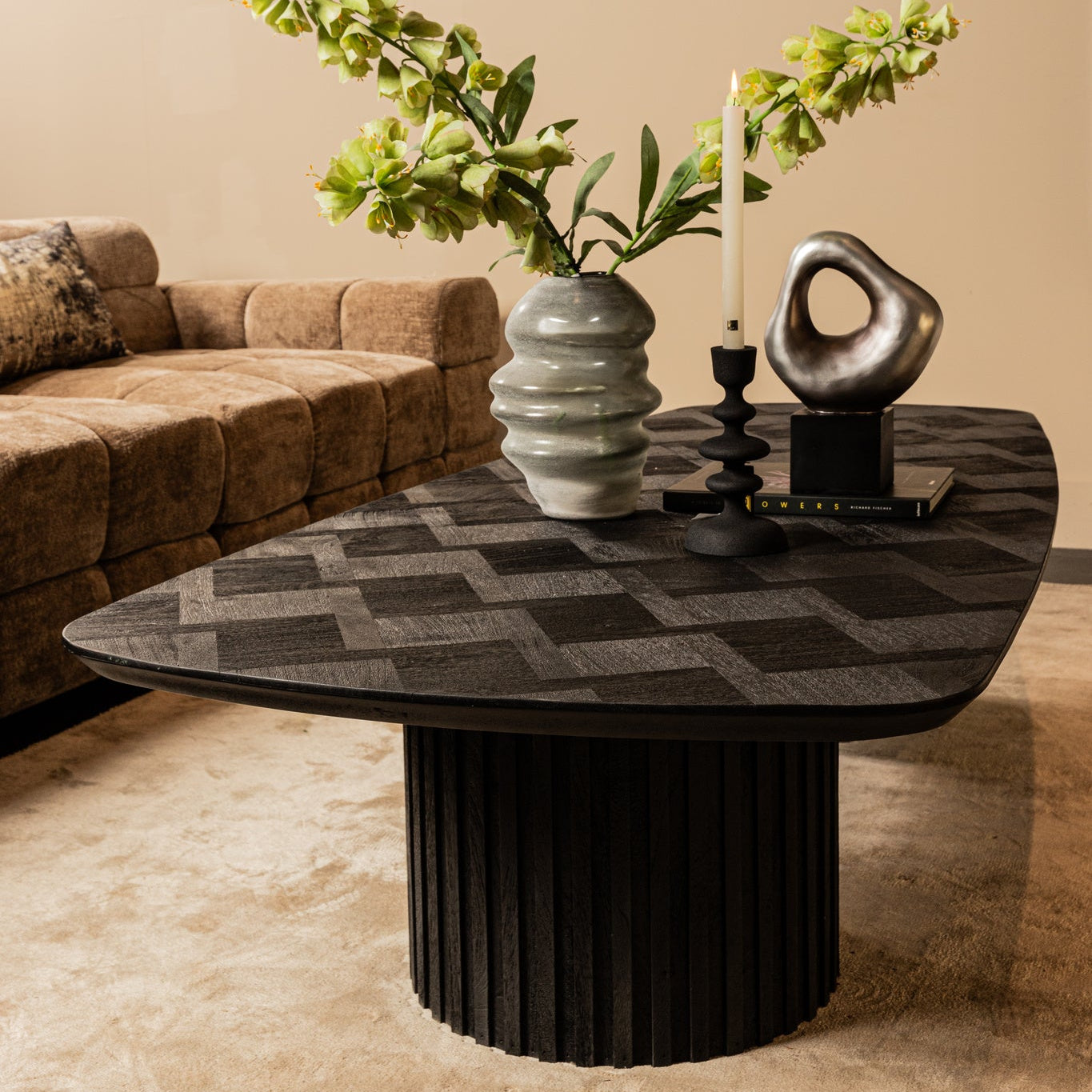 Fieron Black Wooden Coffee Table Double Round Base PTMD - Salontafel - PTMD - livinglovely.nl