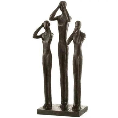 Figuren Horen/Zien/Zwijgen Poly Donkerbruin - Beeld - J-Line - livinglovely.nl