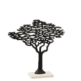 Figuur Boom Op Voet Aluminium/Marmer Zwart/Wit - Beeld - J-Line - livinglovely.nl