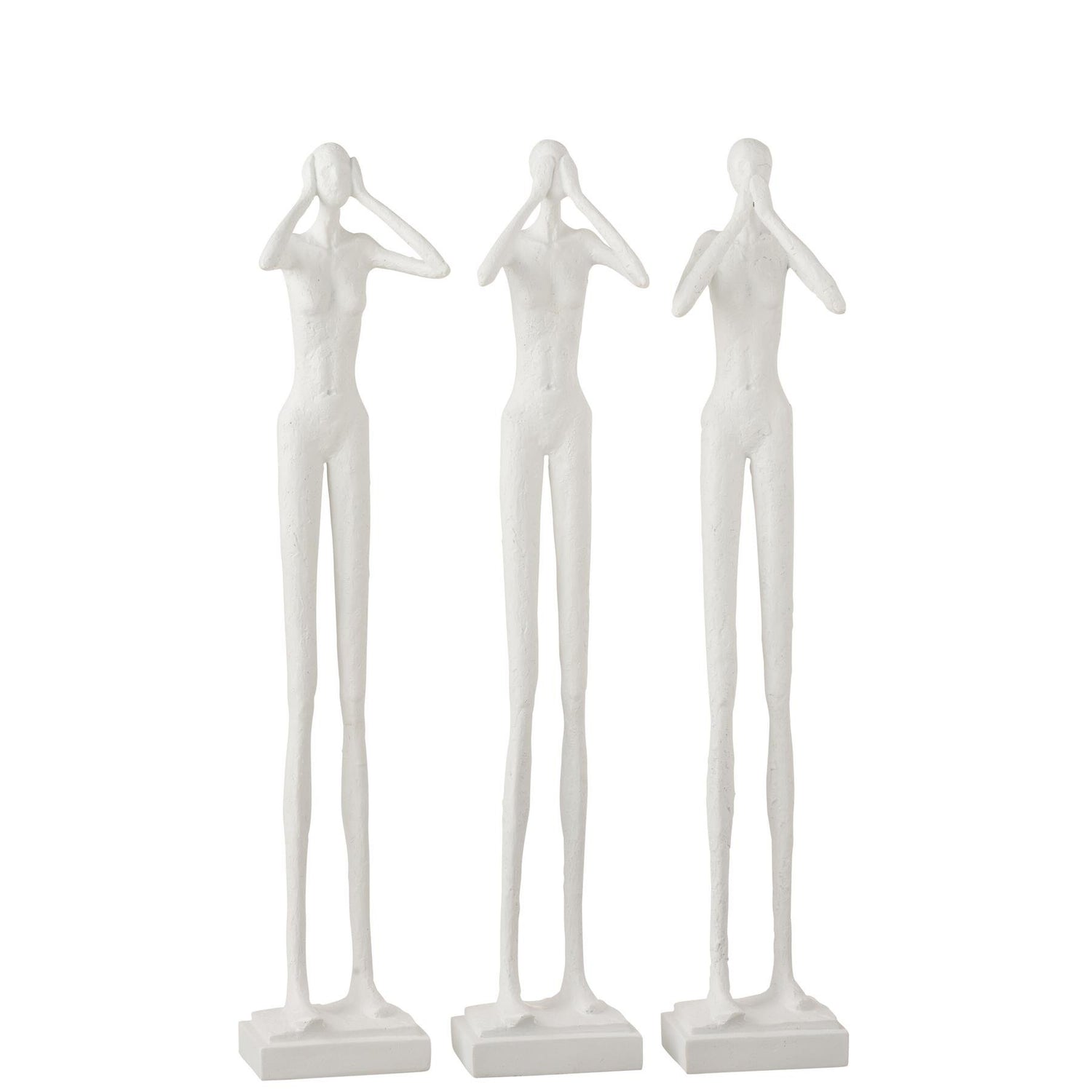 Figuur Horen/Zien/Zwijgen Poly Wit Set van 3 - Beeld - J-Line - livinglovely.nl