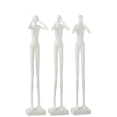 Figuur Horen/Zien/Zwijgen Poly Wit Set van 3 - Beeld - J-Line - livinglovely.nl