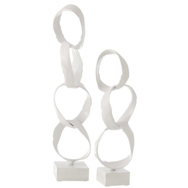 Figuur Ringen Op Voet Aluminium Wit Small - Beeld - J-Line - livinglovely.nl