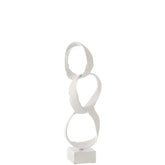 Figuur Ringen Op Voet Aluminium Wit Small - Beeld - J-Line - livinglovely.nl