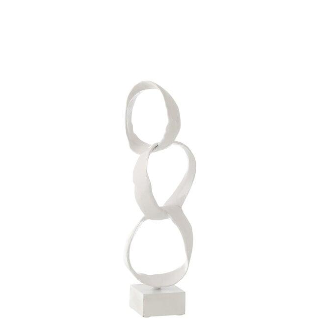 Figuur Ringen Op Voet Aluminium Wit Small - Beeld - J-Line - livinglovely.nl