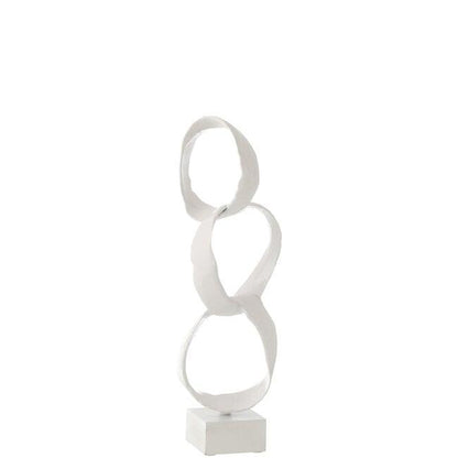 Figuur Ringen Op Voet Aluminium Wit Small - Beeld - J-Line - livinglovely.nl