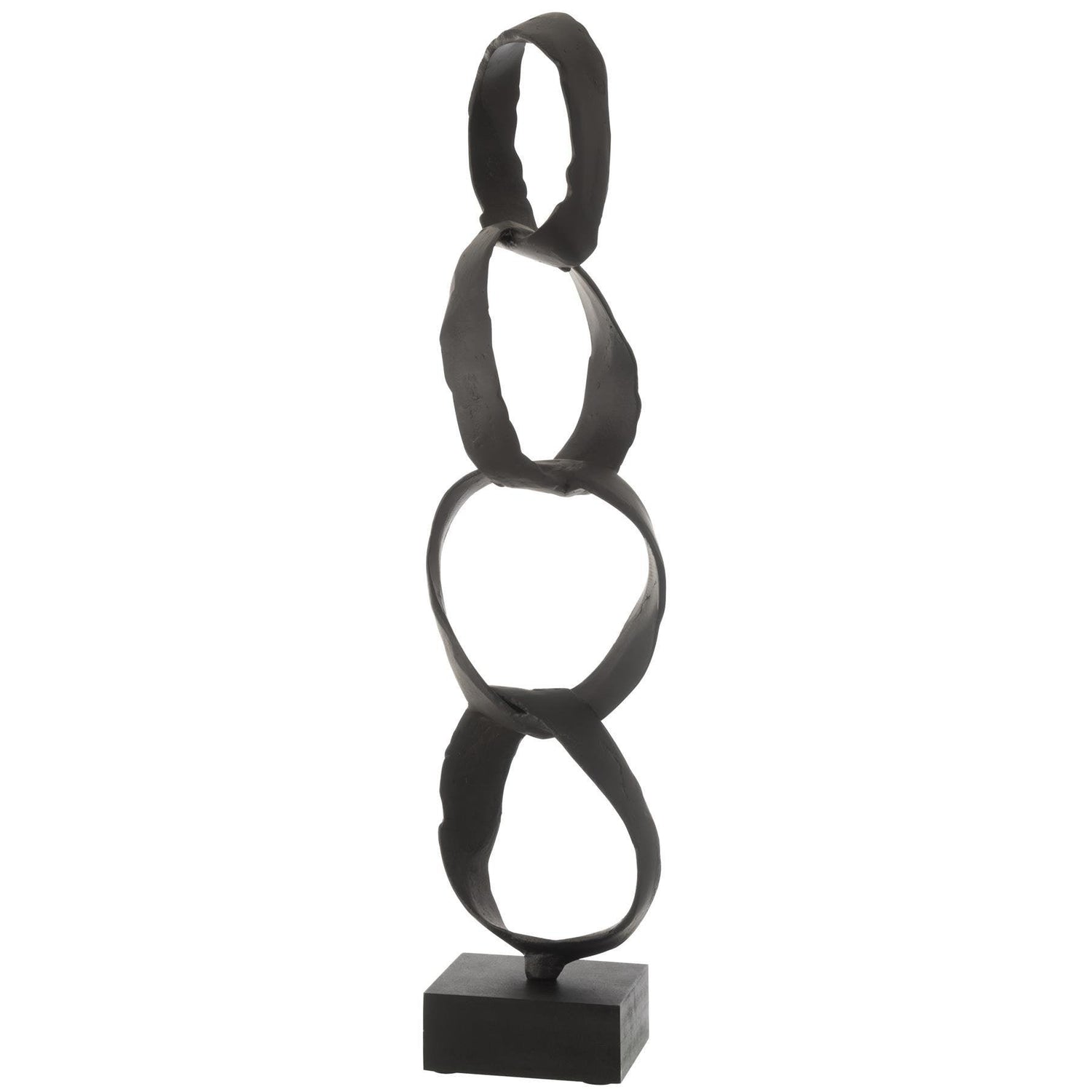 Figuur Ringen Op Voet Aluminium Zwart Large - Beeld - J-Line - livinglovely.nl