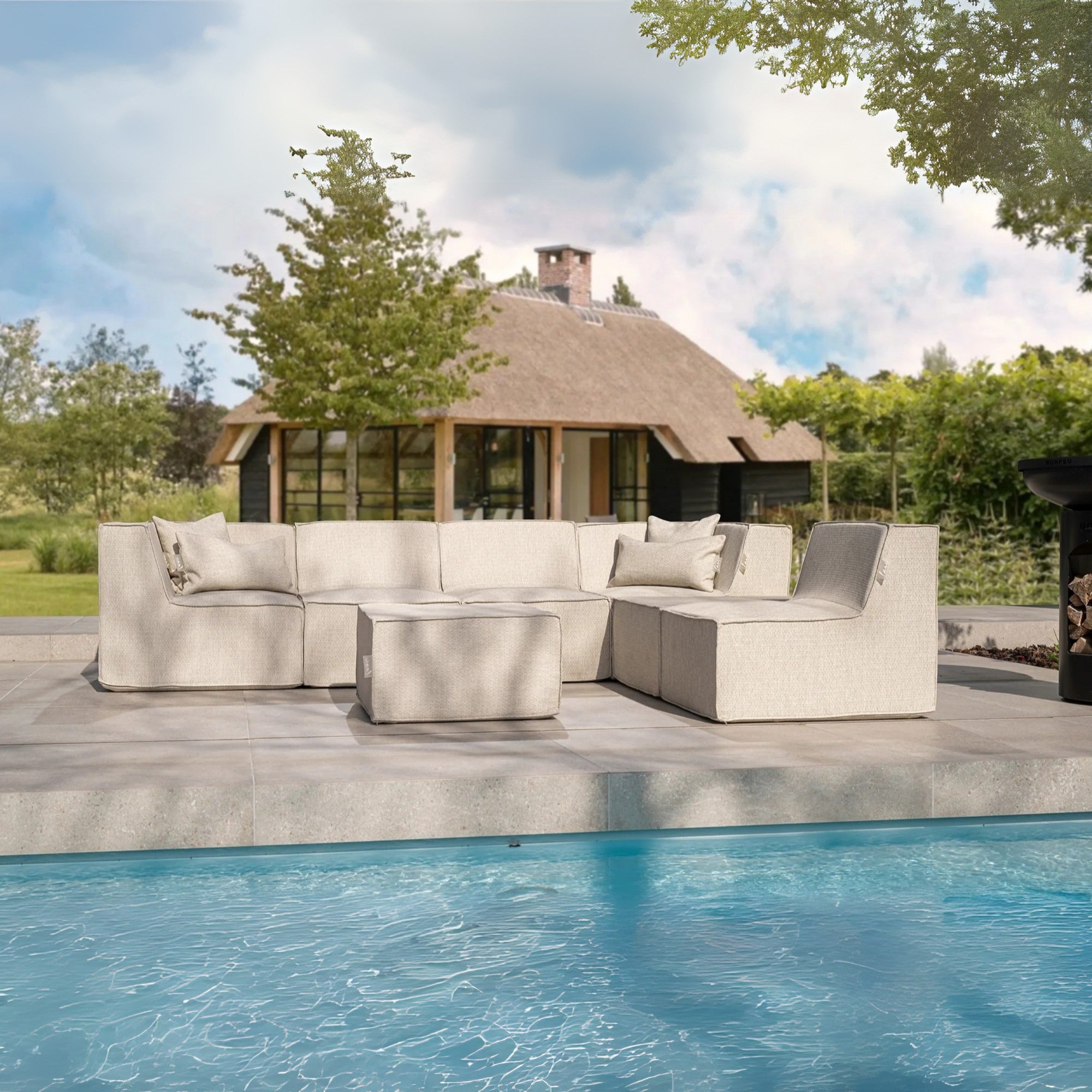 Fixed Square Pouf Boho Taupe - Laui Lounge™ - Poef - Laui Lounge - livinglovely.nl