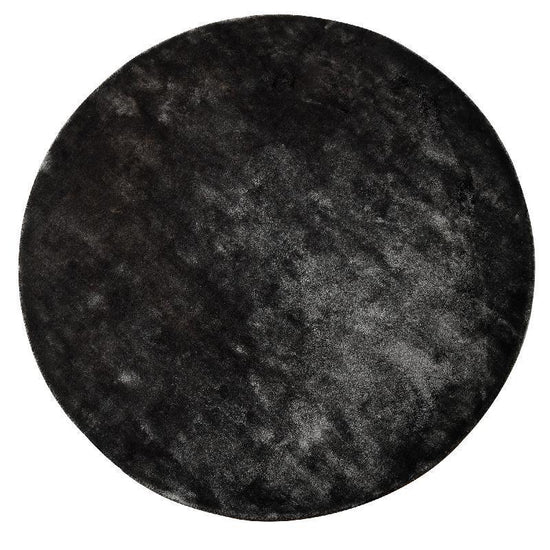 Flavia Black Viscose Handwoven Carpet Round PTMD dia 350cm , Vloerkleed , PTMD , livinglovely.nl